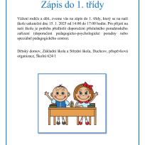 Zápis dětí do 1. třídy pro školní rok 2026/2027